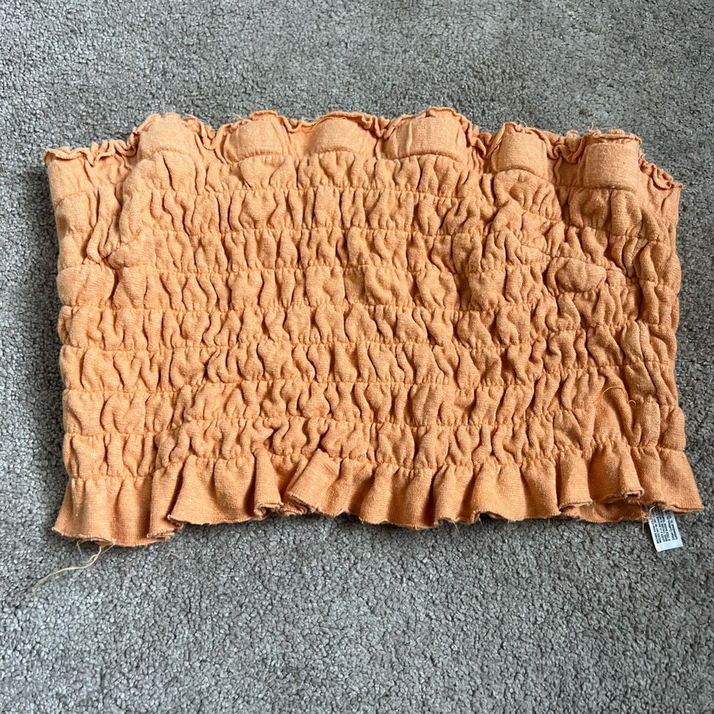 FREE PEOPLE Orange Smocked Tube Top